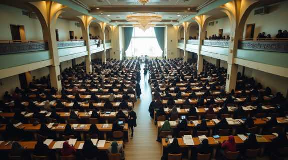 دانشجویان در حال برگزاری آزمون نظام مهندسی